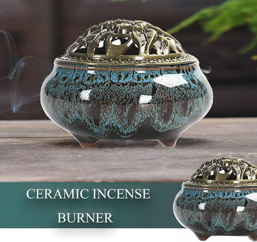 Ceramic Incense Burner, Cone Incense Censer, Handicraft Incense Holder Sticks, with Meditation and Aid Sleeping Effect, Home Fragrance Accessories, for Living Room, Bedroom, Study, Office