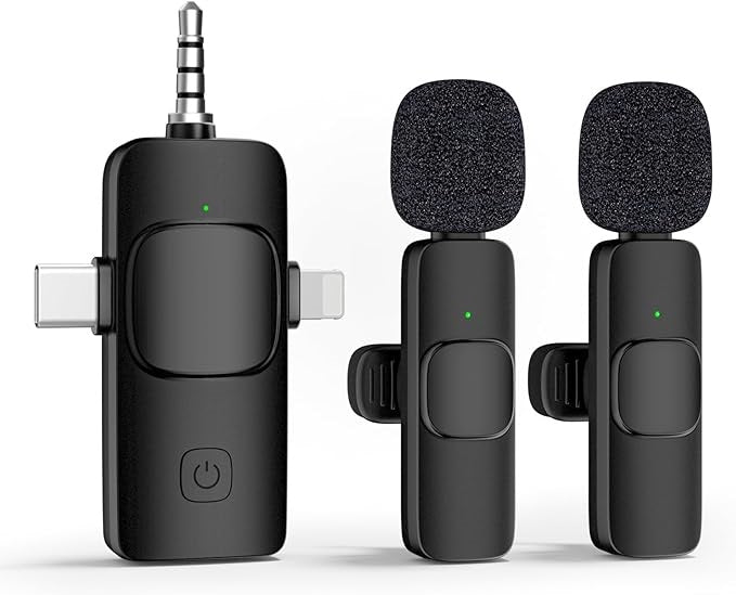 Mini Wireless Streaming Microphone 2 in 1 Compatibility IPhone & Android Type C Port and lightening Port