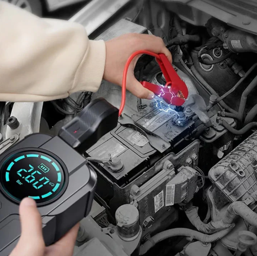 Portable Cordless Car Battery Emergency Jump Starter 6000mAh & With Air Pump Comprassor