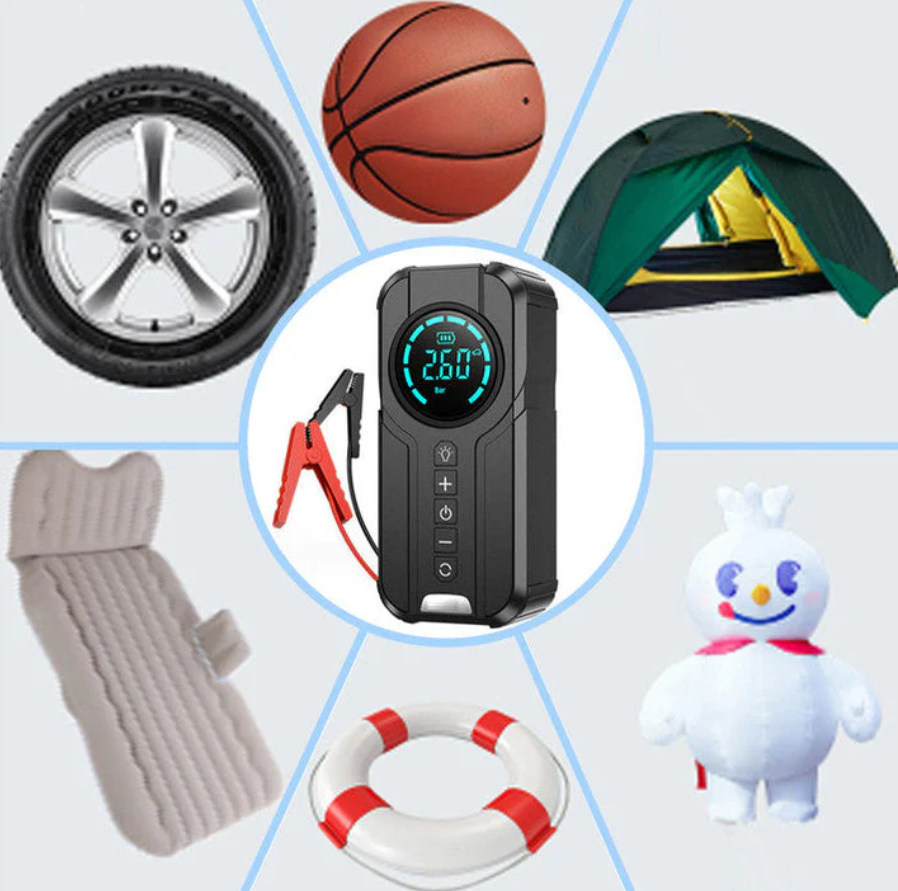Portable Cordless Car Battery Emergency Jump Starter 6000mAh & With Air Pump Comprassor