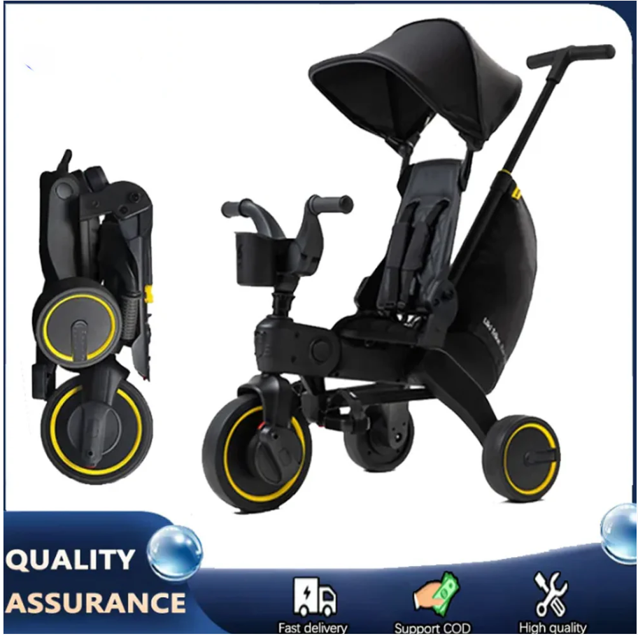 Foldable 4 in 1 Convertible Stroller for 1-6 years Kids