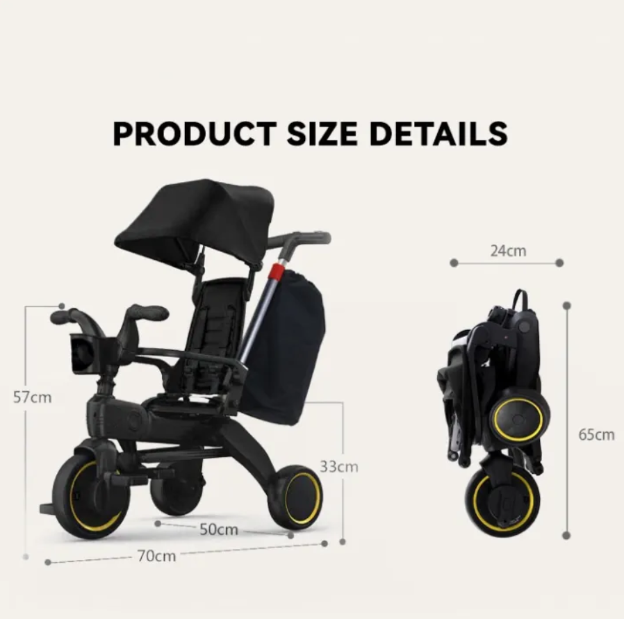 Foldable 4 in 1 Convertible Stroller for 1-6 years Kids