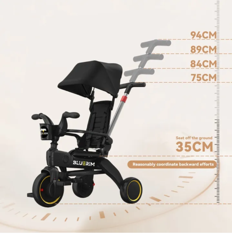 Foldable 4 in 1 Convertible Stroller for 1-6 years Kids