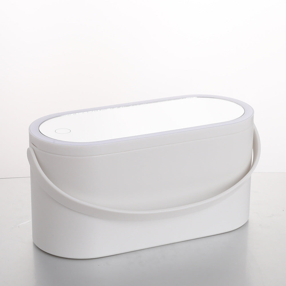 Storage Box LED Mirror Makeup Portable Travel Makeup Organizer Carrying Box With Mirror LED