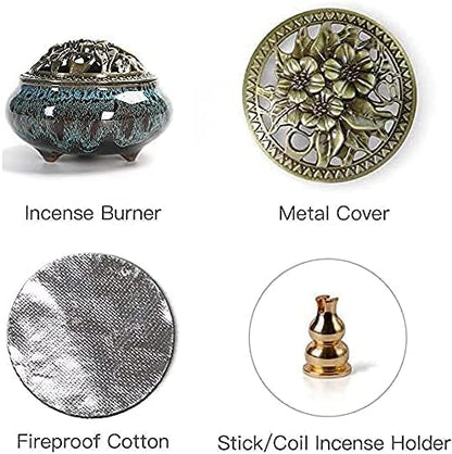 Ceramic Incense Burner, Cone Incense Censer, Handicraft Incense Holder Sticks, with Meditation and Aid Sleeping Effect, Home Fragrance Accessories, for Living Room, Bedroom, Study, Office