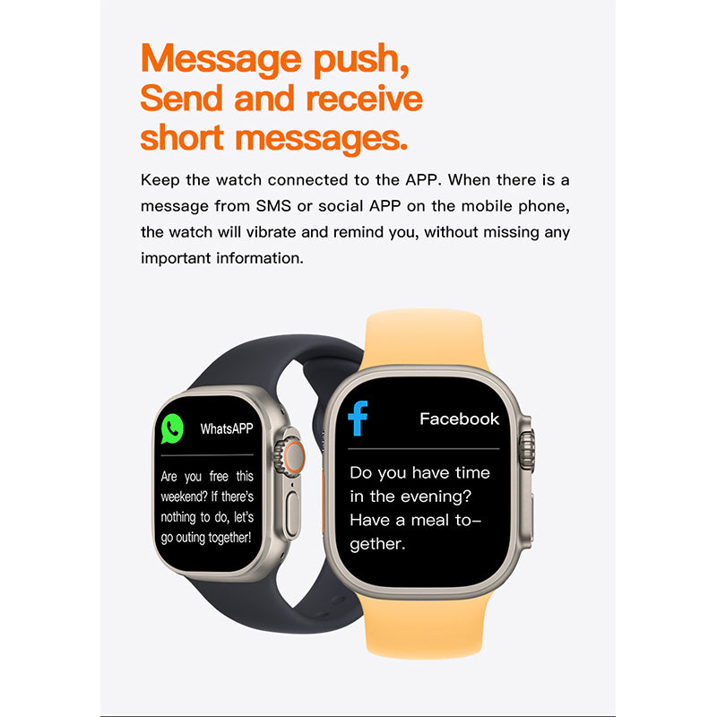 T800 ULTRA 2 Smart Watch, 1.99" Screen, Bluetooth Call, Heart and Blood Pressure Monitor, Android and iOS