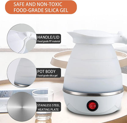 Travel Foldable Silicon Water Heater Jug Collapsible Mini Portable Electric Kettle