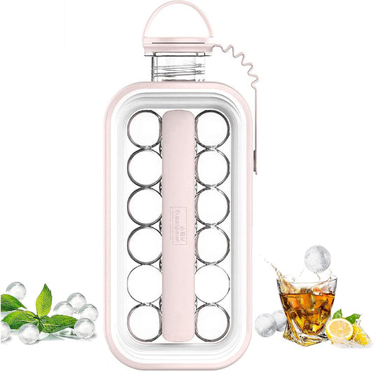 Ice Cube Trays 2 in 1 Portable Ice Ball Maker Kettle With 17 Grids Flat Body Lid Cooling Ice Pop/Cube Ice Sphere Tray Molds For Hockey, Cocktail, Coffee, Beer, Juice, Water