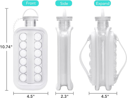Ice Cube Trays 2 in 1 Portable Ice Ball Maker Kettle With 17 Grids Flat Body Lid Cooling Ice Pop/Cube Ice Sphere Tray Molds For Hockey, Cocktail, Coffee, Beer, Juice, Water