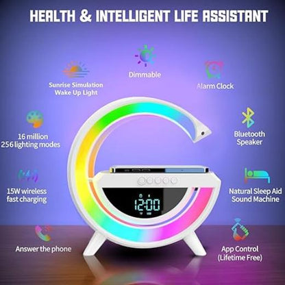 Digital Led Wireless Charger Speaker Bedside Atmosphere Table Lamp