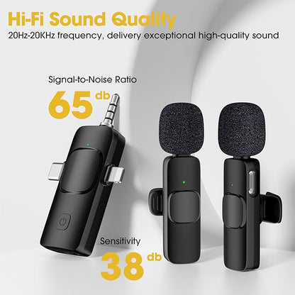 Mini Wireless Streaming Microphone 2 in 1  Compatibility  IPhone & Android Type C Port and lightening Port