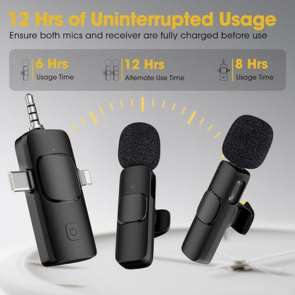 Mini Wireless Streaming Microphone 2 in 1  Compatibility  IPhone & Android Type C Port and lightening Port