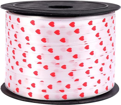 Valentines Day Red Heart Ribbon -100 Yards Red Heart Ribbon for Crafts  Decorations Gift Ribbon