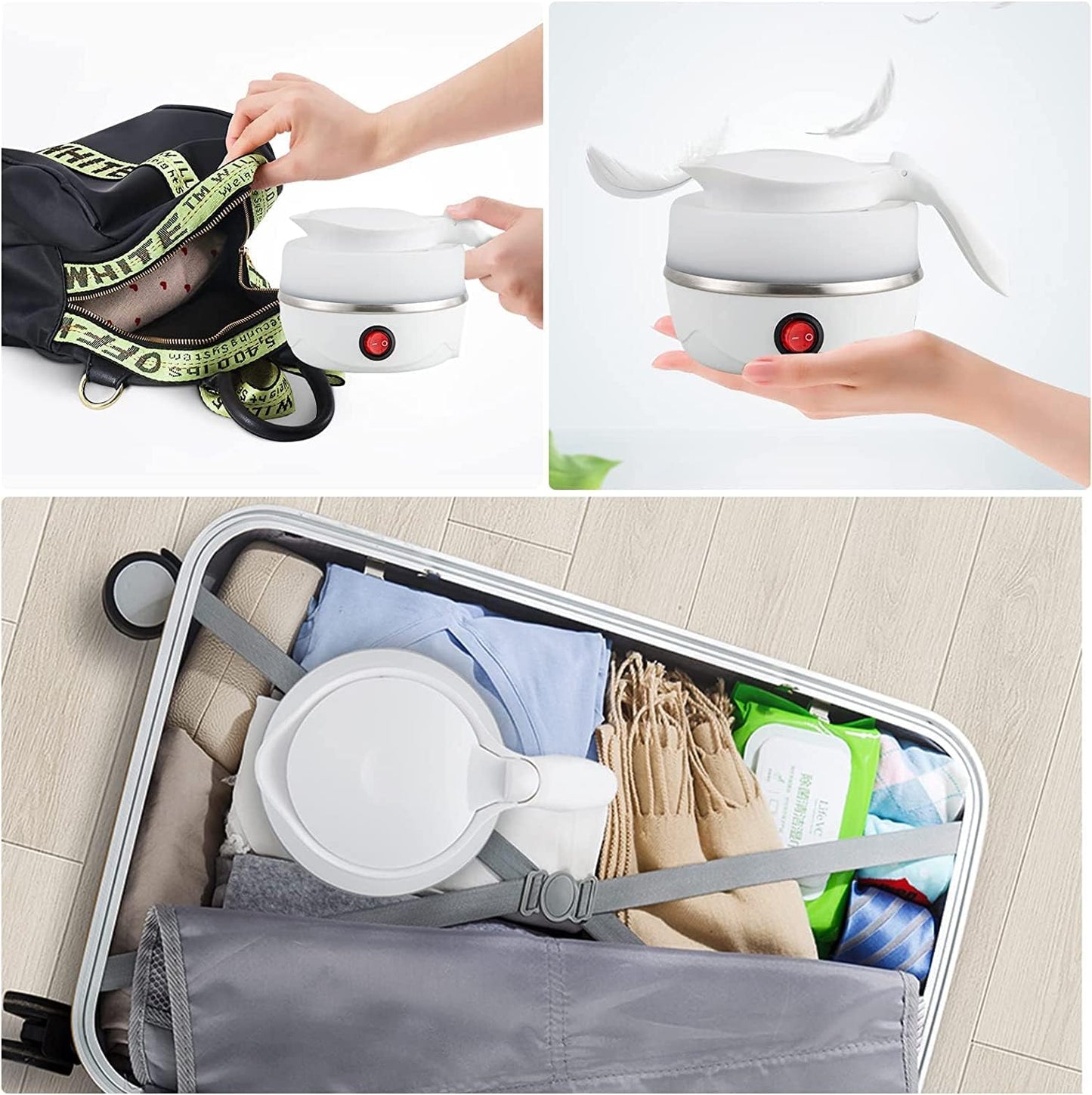 Travel Foldable Silicon Water Heater Jug Collapsible Mini Portable Electric Kettle