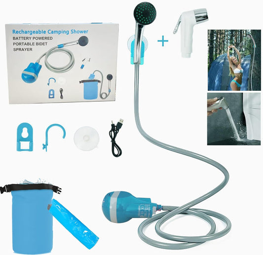 Portable Outdoor Camping Electric Shower with Folding Bucket Kit For Travel Car Washing Camping Hiking