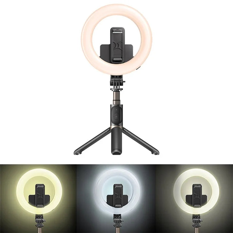 Flash Selfie Stand   SF12 Portable Bluetooth-compatible Remote Control Telescopic Phone Holder Tripod Selfie Stick with Ring Fill Light