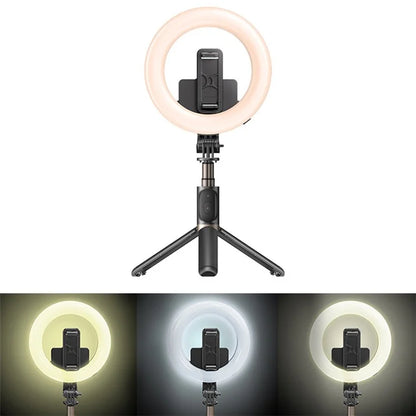Flash Selfie Stand   SF12 Portable Bluetooth-compatible Remote Control Telescopic Phone Holder Tripod Selfie Stick with Ring Fill Light