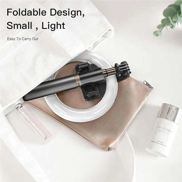 Flash Selfie Stand   SF12 Portable Bluetooth-compatible Remote Control Telescopic Phone Holder Tripod Selfie Stick with Ring Fill Light