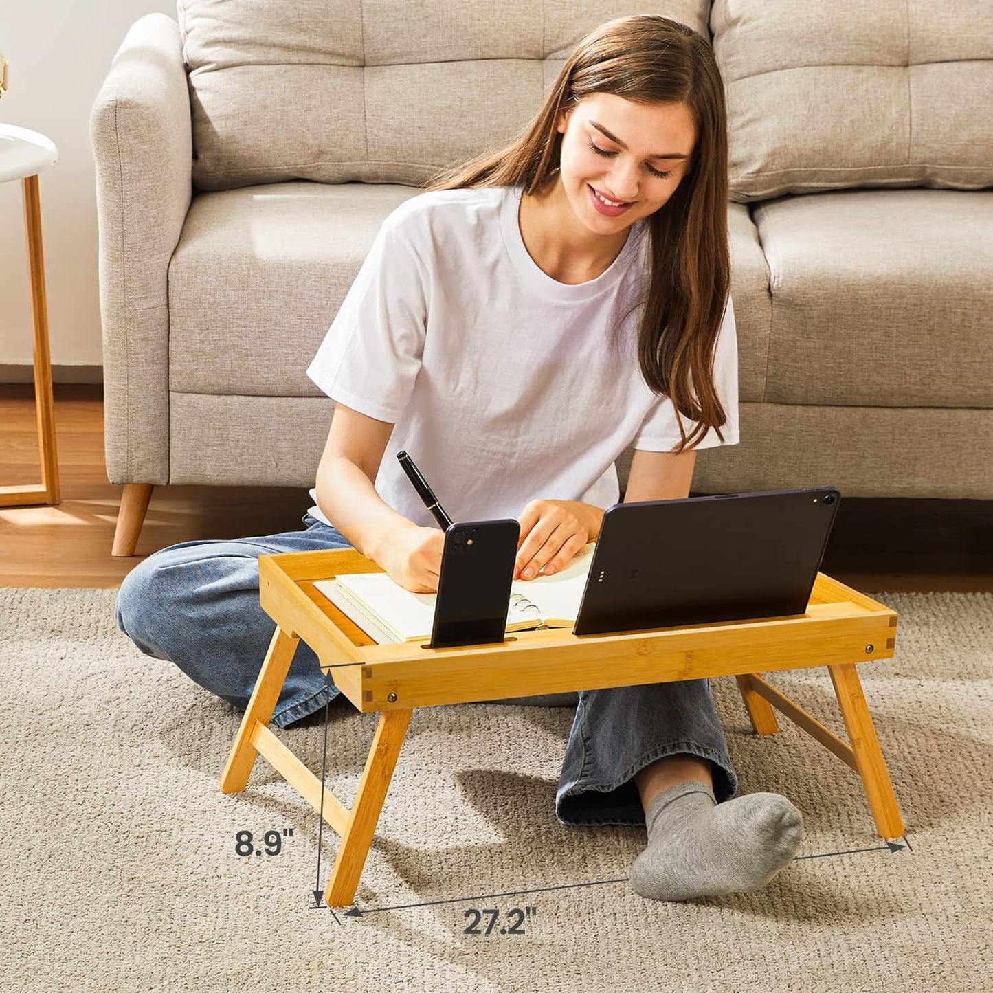 Folding Bamboo Bed Tray Table