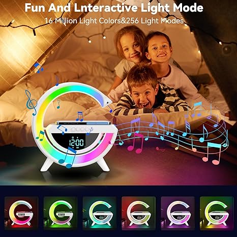 Digital Led Wireless Charger Speaker Bedside Atmosphere Table Lamp