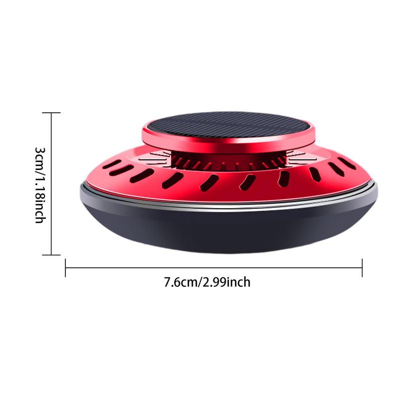 New UFO Solar Car Air Freshener, Solar Powered Auto Rotary, Aluminum Alloy Red