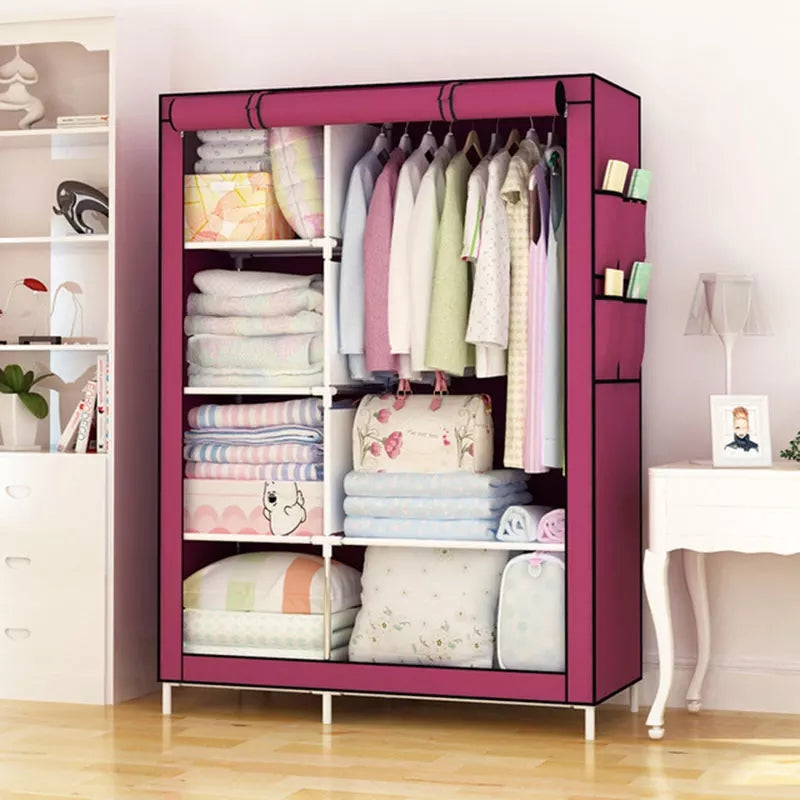 Foldable Canvas Storage Wardrobe -Clothes Storage, Fabric Cabinet, Clothes Rack, Foldable, Dressing Room, Bedroom