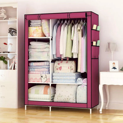 Foldable Canvas Storage Wardrobe -Clothes Storage, Fabric Cabinet, Clothes Rack, Foldable, Dressing Room, Bedroom
