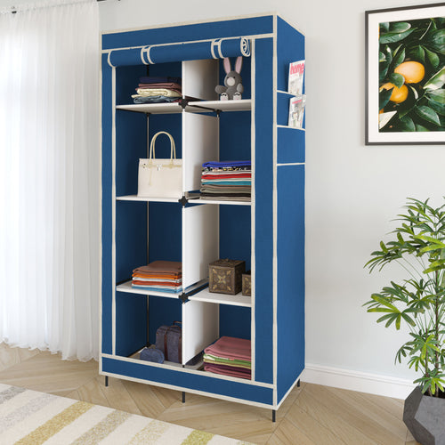 Foldable Canvas Storage Wardrobe -Clothes Storage, Fabric Cabinet, Clothes Rack, Foldable, Dressing Room, Bedroom