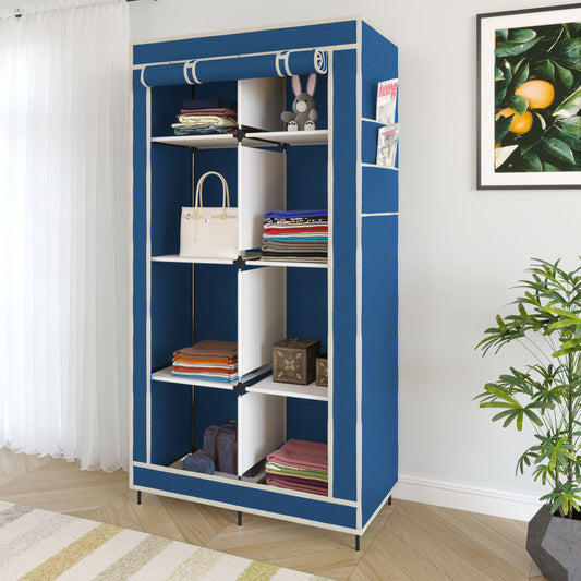 Foldable Canvas Storage Wardrobe -Clothes Storage, Fabric Cabinet, Clothes Rack, Foldable, Dressing Room, Bedroom