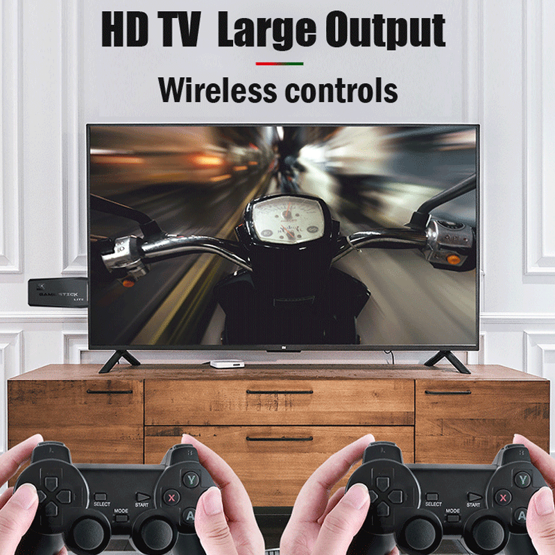 wireless retro gamepad console, plug and play video game stick built in 10000+ games,9 classic emulators, 4k high definition Hdmi output for tv with dual 2.4g wireless controllers