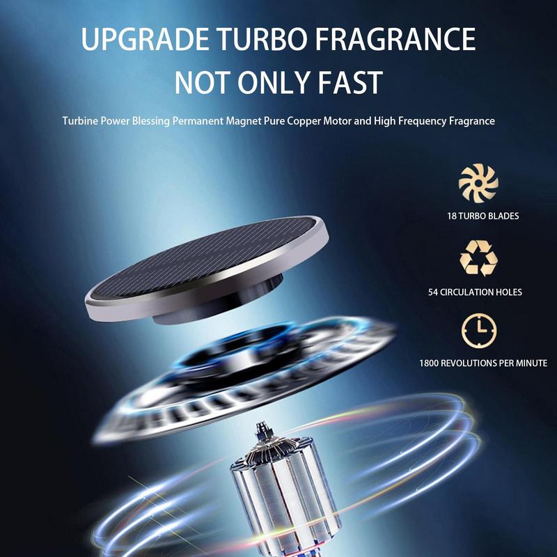 New UFO Solar Car Air Freshener, Solar Powered Auto Rotary, Aluminum Alloy Red