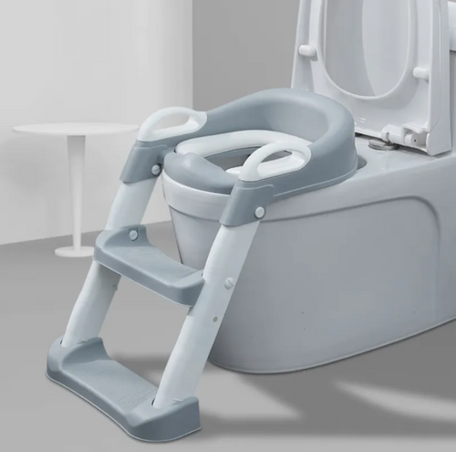 Adjustable Soft Toilet Ladder Potty Training Seat with Step Stool for Kids Boys Girls, Toddlers-Comfortable Safe Potty Seat with Anti-Slip Pads