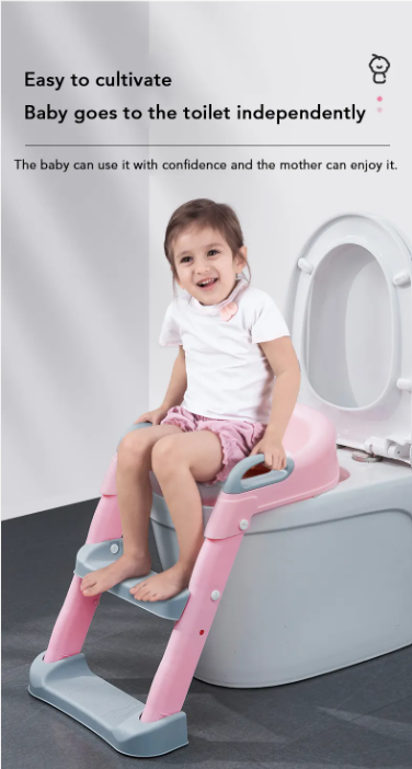 Adjustable Soft Toilet Ladder Potty Training Seat with Step Stool for Kids Boys Girls, Toddlers-Comfortable Safe Potty Seat with Anti-Slip Pads