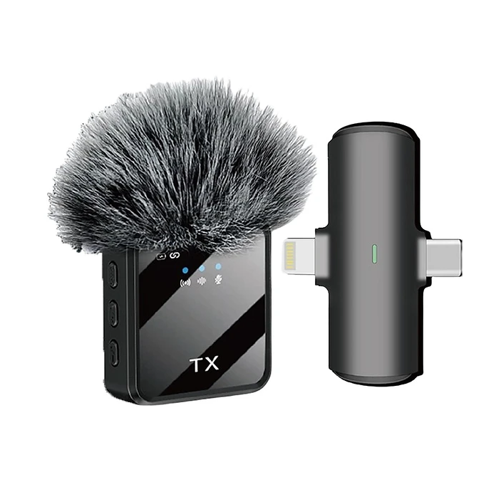 Wireless Lavalier Microphone With 2 in 1 Type C Port and Type Lightening Ports