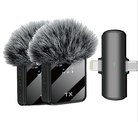 Wireless Lavalier Microphone With 2 in 1 Type C Port and Type Lightening Ports