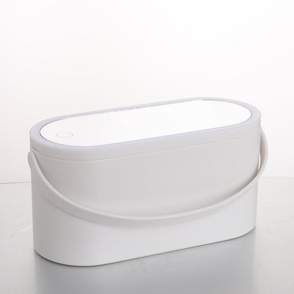 Storage Box LED Mirror Makeup Portable Travel Makeup Organizer Carrying Box With Mirror LED
