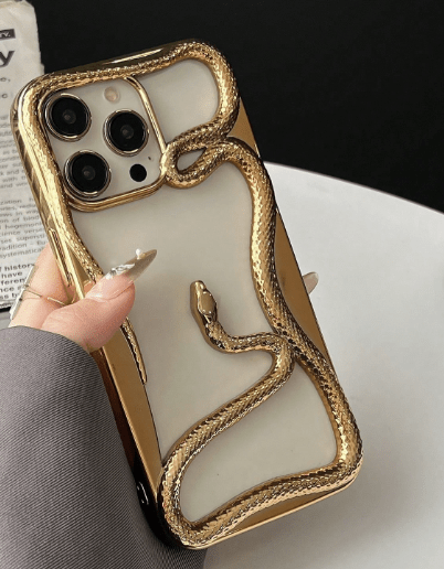 Luxury 3D Gold Snake iPhone Case – Fits iPhone 13, 14, 15, 16 Pro Max