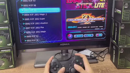 wireless retro gamepad console, plug and play video game stick built in 10000+ games,9 classic emulators, 4k high definition Hdmi output for tv with dual 2.4g wireless controllers