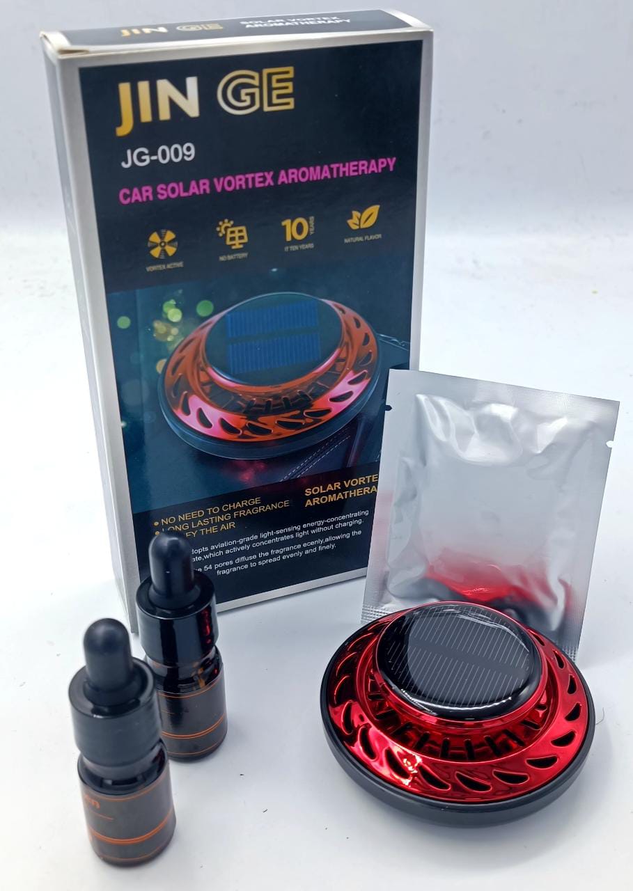 New UFO Solar Car Air Freshener, Solar Powered Auto Rotary, Aluminum Alloy Red