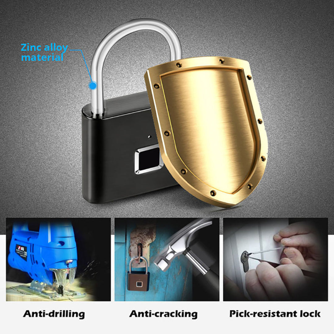 Fingerprint Padlock Smart Keyless USB Charging antiTheft