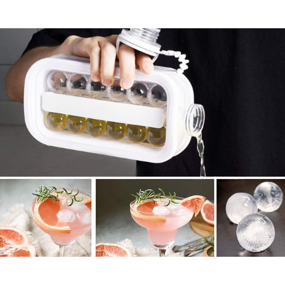 Ice Cube Trays 2 in 1 Portable Ice Ball Maker Kettle With 17 Grids Flat Body Lid Cooling Ice Pop/Cube Ice Sphere Tray Molds For Hockey, Cocktail, Coffee, Beer, Juice, Water